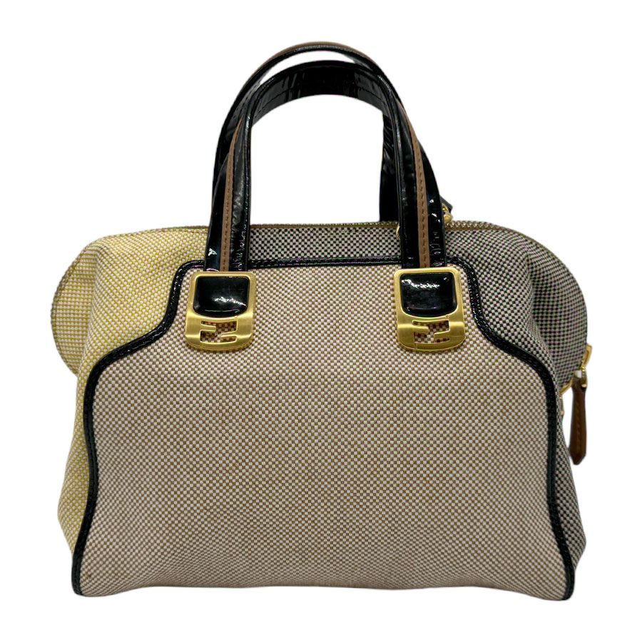フェンディ FENDI ハンドバッグ ショルダーバッグ キャンバス/エナメル ブラック×ブラウン×イエロー レディース 8BL117-GOW n0714
