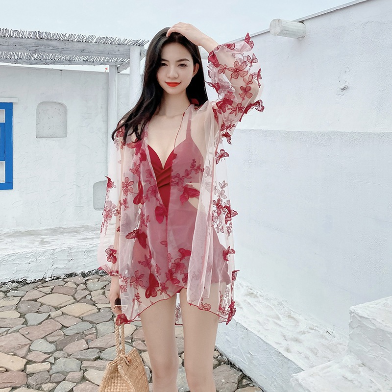 【迅速な出荷】水着 ワンピース スタイルアップ お腹隠し セクシー 長袖 カバーアップ 仙女 インスタ映え 温泉