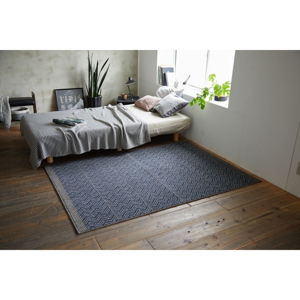 スミノエ 防炎 防ダニ ラグ ジップスコット 190×240cm ネイビー メーカー直送