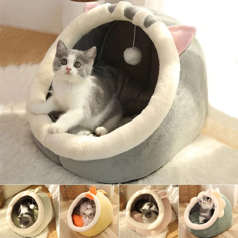 柔らかな猫の形をした防水クッション,暖かいペットのバスケット,居心地の良い子猫の枕,猫の家のテント,非常に柔らかい小さな犬のためのバッグ,洗える洞窟のベッド 5,203円