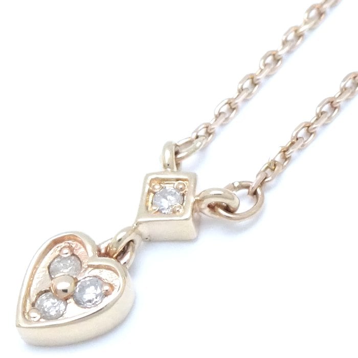 ハート ネックレス ダイヤモンド0.08ct K10PG ピンクゴールド/292404【中古】