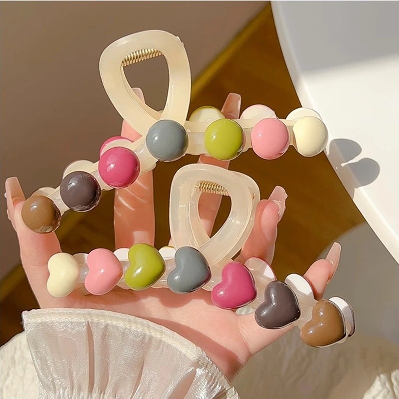 女性の後頭部気質のための日本と韓国のキャンディー色の大きなヘアピングリッパー2024新しいネット有名人サメク高級感