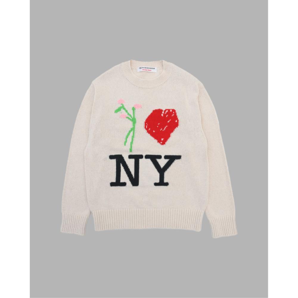 THE MUSEUM VISITOR FLOWER HEART KNIT IVORY 14898
