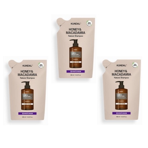 ネイチャーシャンプー詰め替えパックホワイトマスク400ml x 3本しっとりとした香りのある柔らかい髪のヘアケアシャワーバス