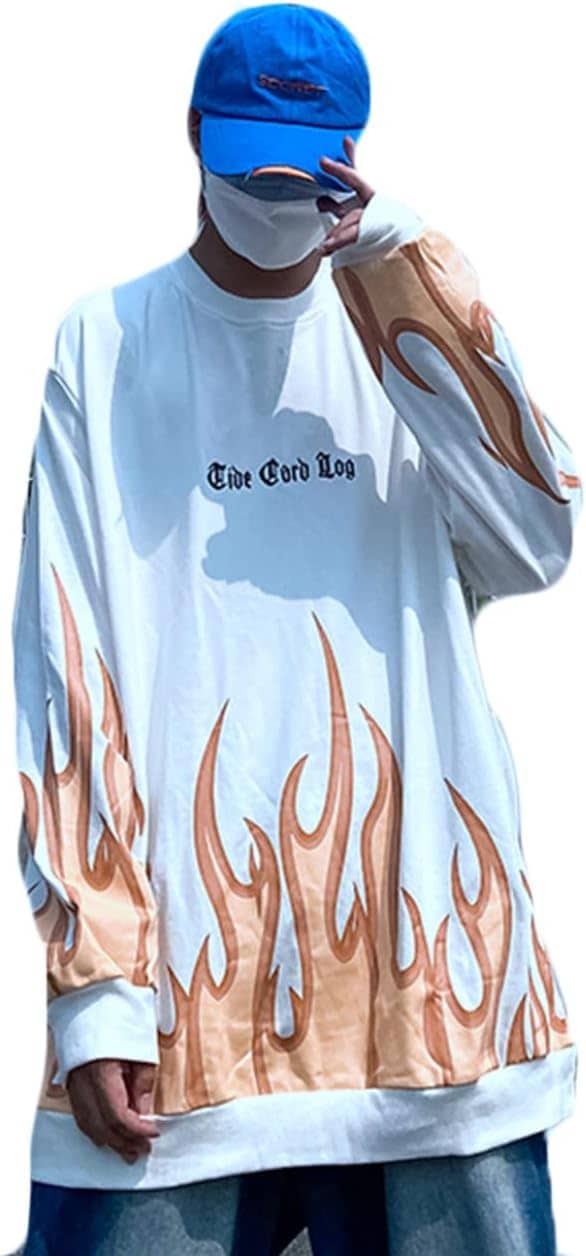 プルオーバープル メンズ ラウンドネック スウェット 丸首 ビッグシルエット パーカー ストリート系 ヒップホップ rap 春春服 インナー アウターウエア ロンT アジアン風 グラフィックプリント