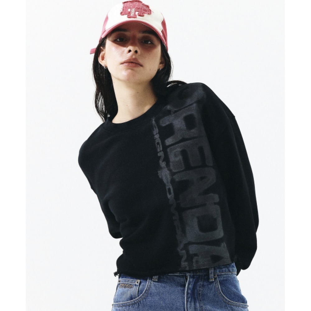 PRENDA スマッジドロゴクロップスウェットシャツブラック