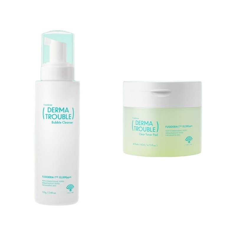 【ダブルクレンジングセット】東和薬品フシダインダマトラブルバブルクレンザー155g+クリアトナーパッド60枚
