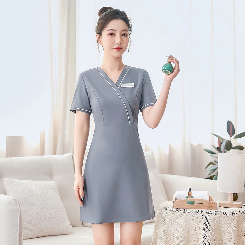 エステ 美容院正装販売工装職業装通勤 制服おしゃれ 上下セット 2025春夏ワンピース サロン 七分袖 半袖 5,226円