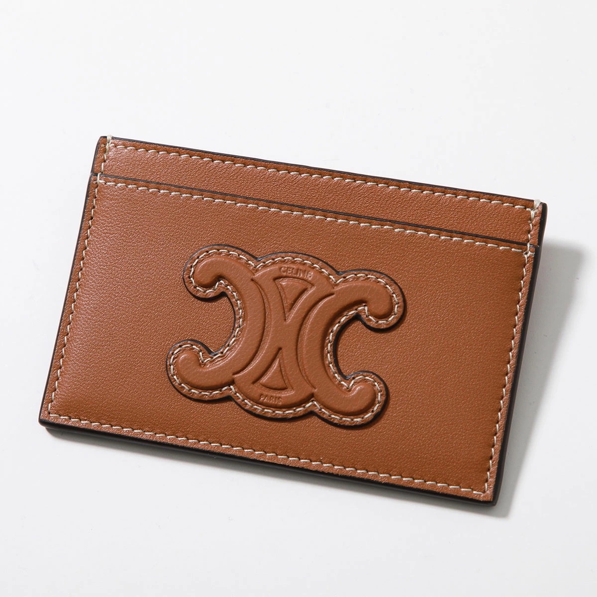 CELINE セリーヌ カードケース 10B703EMJ.04LU レディース レザー ロゴ トリオンフ 定期入れ パスケース ミニ財布 カードホルダー Tan