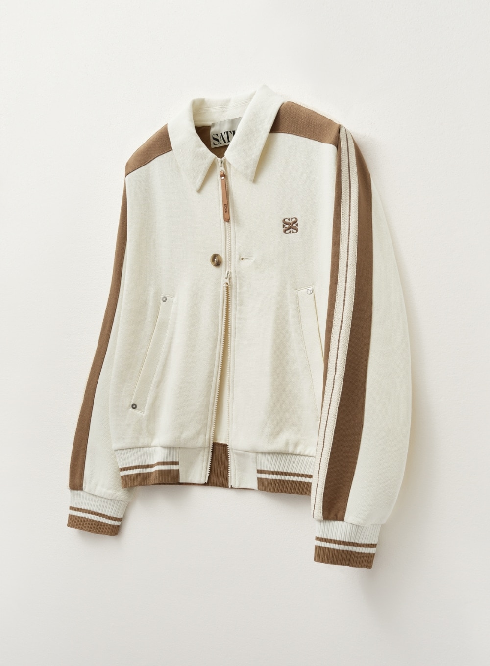 【SATUR】 LAWTON COLLAR TRACK ZIP-UP JACKET : RESORT CREAM