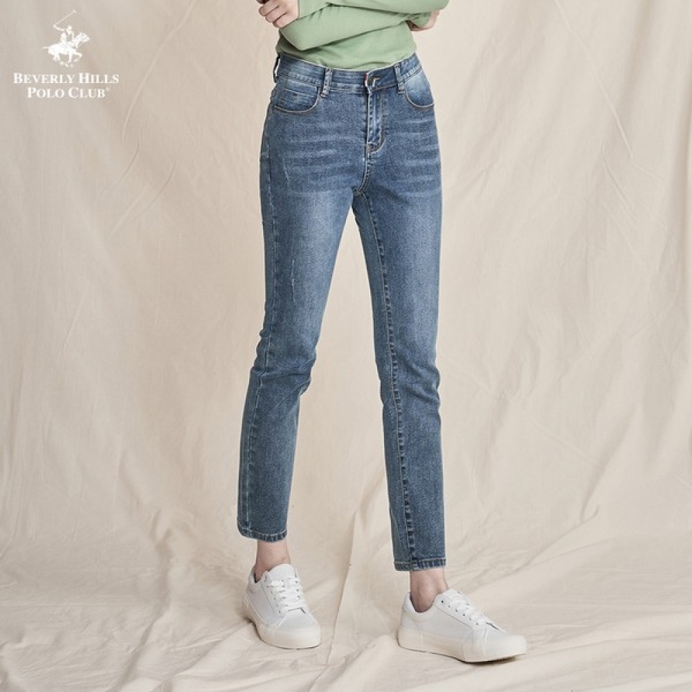 (Jinmania) ビバリーヒルズポロクラブシックコットンストレートデニムパンツレディースジーンズパンツ