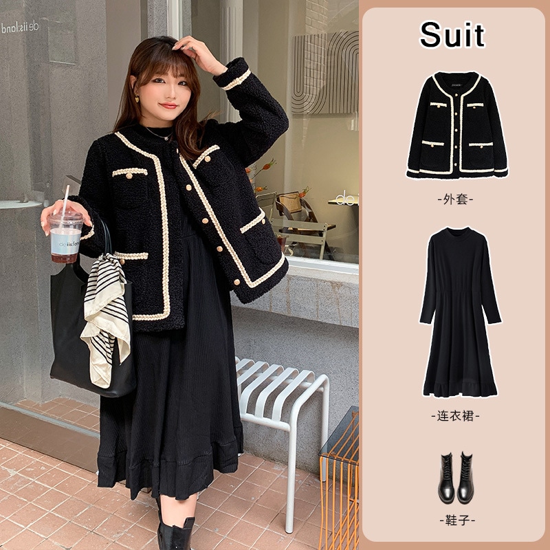 6L 4L 韓国ファッション ワンピース 秋冬 大きいサイズ マタニティ 体型カバー ゆったり 通勤 着痩せ 30代 40代 50代 60代揚げ街スカートの大きいサイズの梨のスタイルを着て秋冬の長袖 7,661円