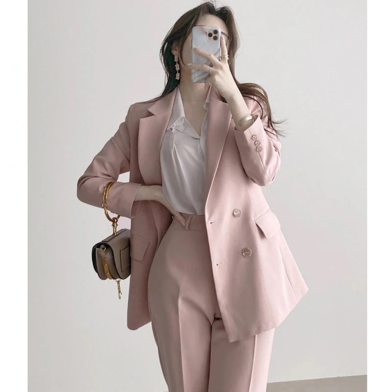 25と の小さなスーツのジャケット スーツ スーツジャケット 女性韓国 ルーズスーツピンクカジ ュアルスーツジャケット 女性西洋ののスーツのレディース 気質のトップスの