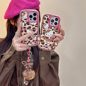 ヒョウ ハローキティ iphone14 pro maxケース iphone11ケース iphone13 ケース iphone12 かわいい iphone15 可愛い チェーン クリエイティブ ソフト