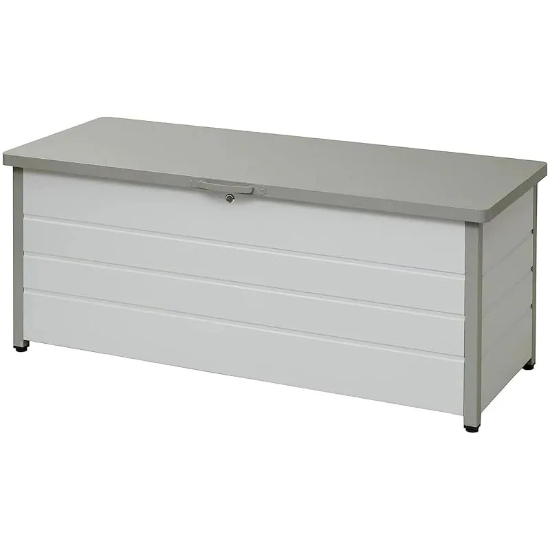 【即納】[山善] ベンチストッカー スチール製 幅125×奥行49×高さ52cm 天板耐荷重:100kg 収納ベンチ 物置 屋外 玄関 ベランダ 縁台 収納庫 MS2-1200 グレー