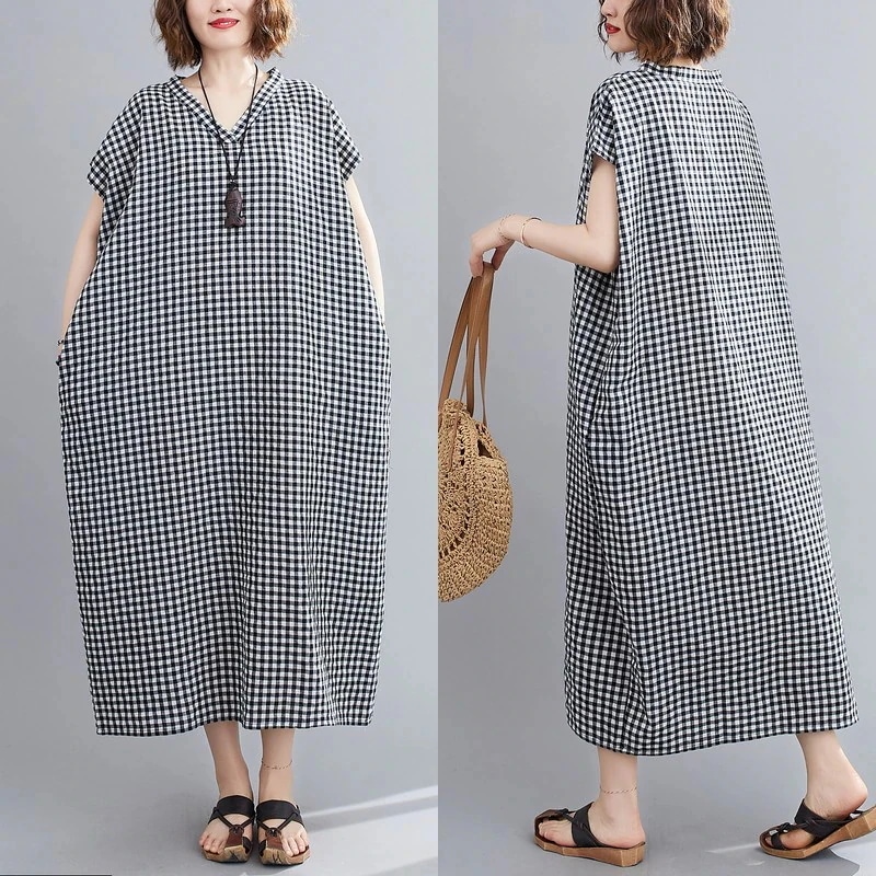 ワンピース シャツワンピース ロングワンピース チュニック 夏 レディース チェック柄 マキシ 体型カバー 綿麻 ゆったり 大きいサイズ 30代 40代 50代 春水着ワンピースuvカットパーカー 4,757円