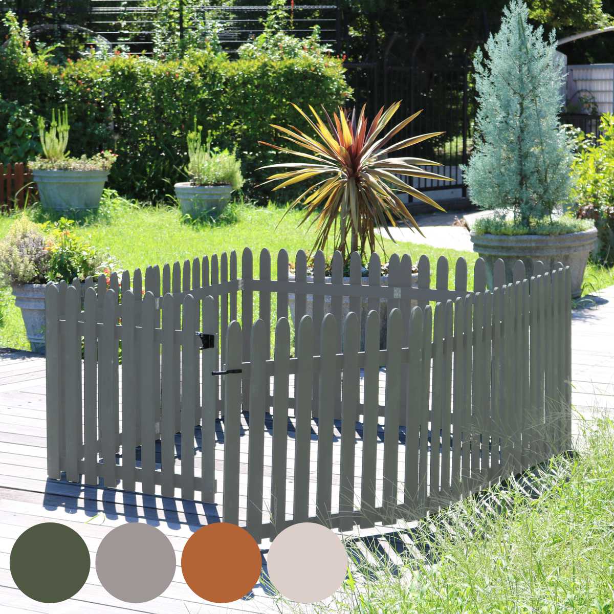 フェンス 木製 折り畳めるウッドフェンス ゲート付サークルセット 縦ストライプ ガーデンフェンス 柵 折りたたみ サークル 園芸 エクステリア 雑貨 ウッドフェンス 木製 花壇 庭 ベランダ