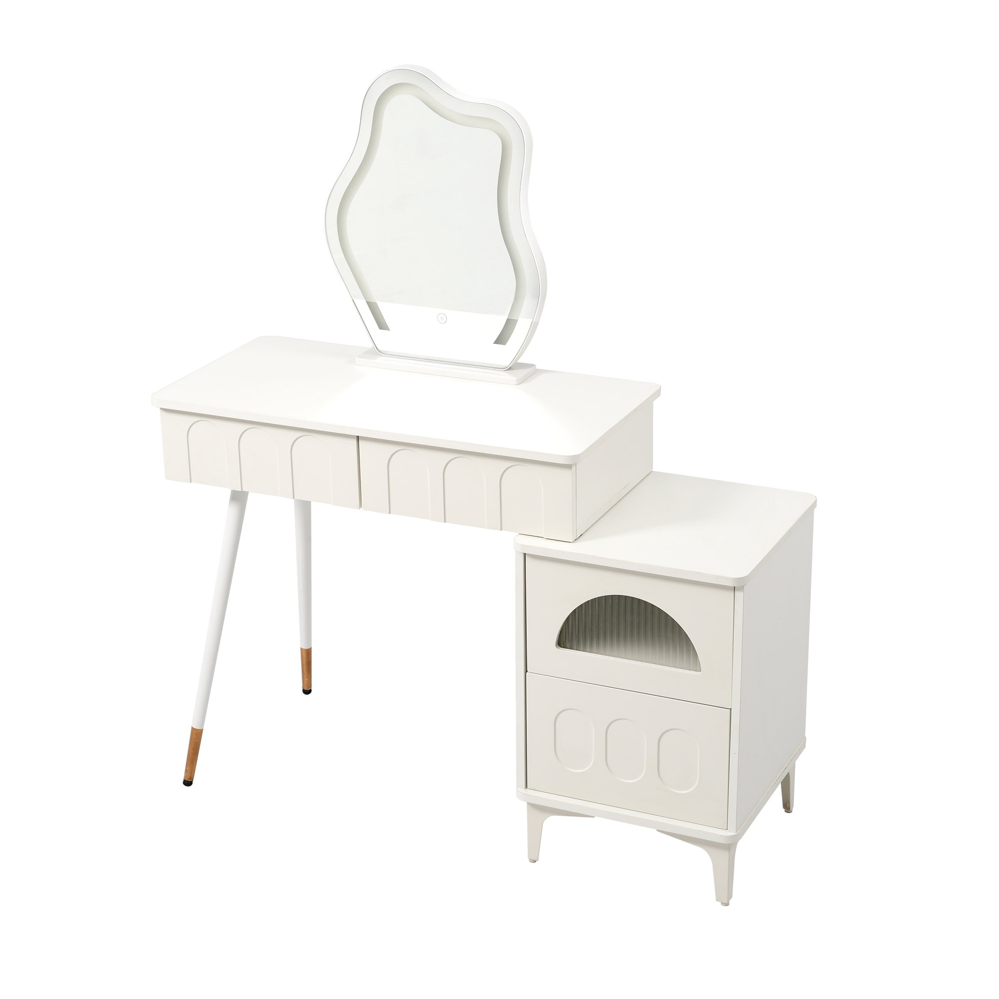【国内発送 無-送料】841ドレッサー 化粧台 3色調節 鏡台 LEDミラー コンパクト 女優 引き出し付き 収納棚付き デスク 収納 可愛い おしゃれ メイク台 化粧台 収納 化粧テーブル 収納付き
