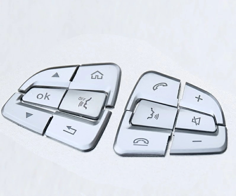 メルセデス ベンツ B C CLA CLS GLC GLE GLS GLA 専用 ステアリング ハンドル ボタン カバー ABS シルバー 2PCS