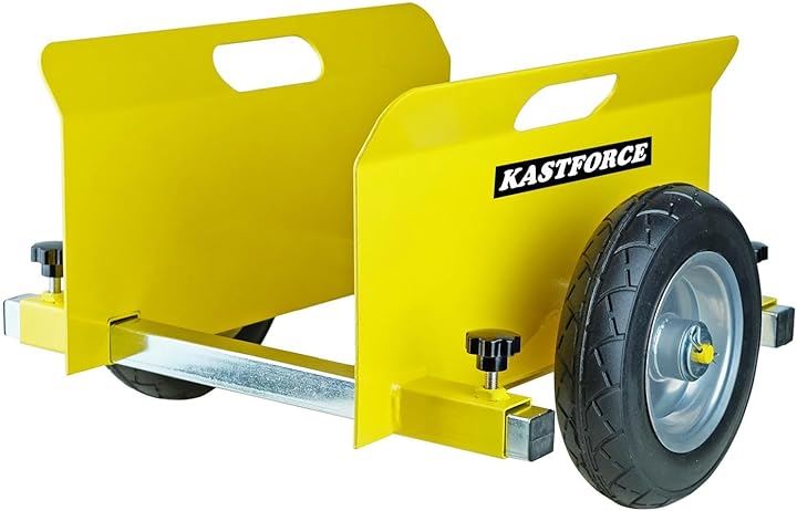 KF4007 パネル台車 600ポンド容量 8インチの頑丈な非フラットホイール付き乾式壁ムーバー 調節可能なクランプパネルカート ウッドムーバー フェンスムーバー ドア台車(イエロー)