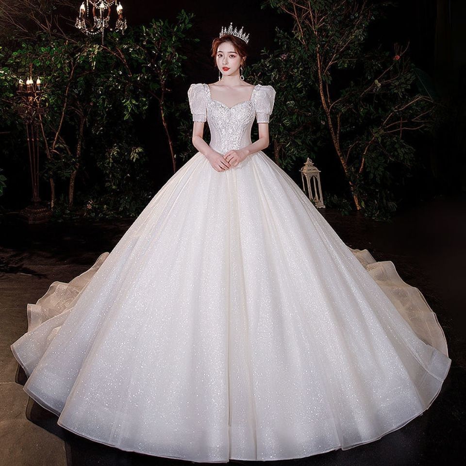 メインウェディングドレス2025花嫁星空プリンセスシンプルで豪華なトレーリングスモールフロアレングス妊婦