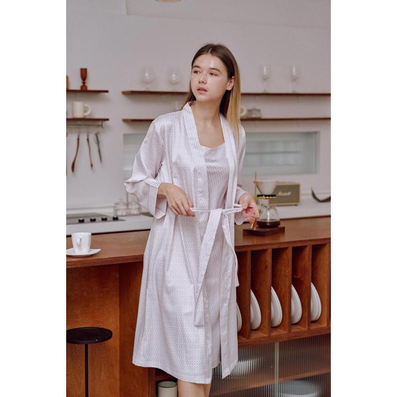 シルクフィル幾何モダンアンサンブルSETローブガウンインナーガウンSET SVGN4415ABSG