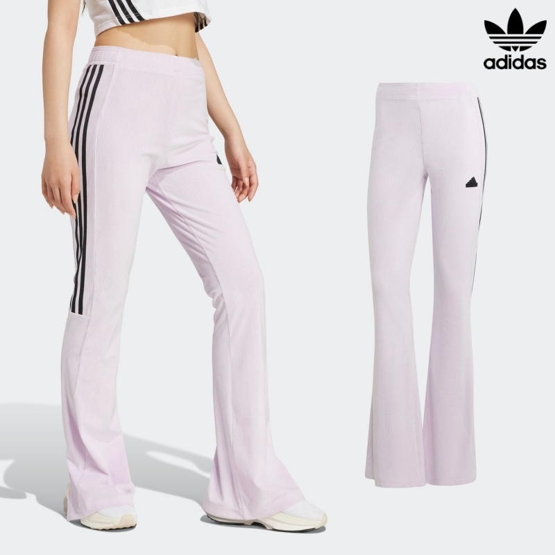 [ADIDAS] アディダス レディース ティーロカット 3S ベルーア フレア レギンス / LAVENDER