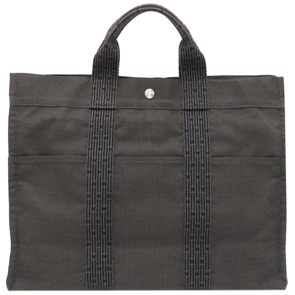 エルメス HERMES トートバッグ エールライントート MM キャンバス グレー シルバー金具 鍵・カデナ欠品 【中古】