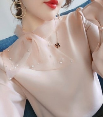 トップス デート モテアイテム シャツ ブラウス 長袖 タートルネック シフォン リボン 可愛い きれいめ 上品 おしゃれ かっこいい 可愛い ラブリー キュート ガーリー クール モード系