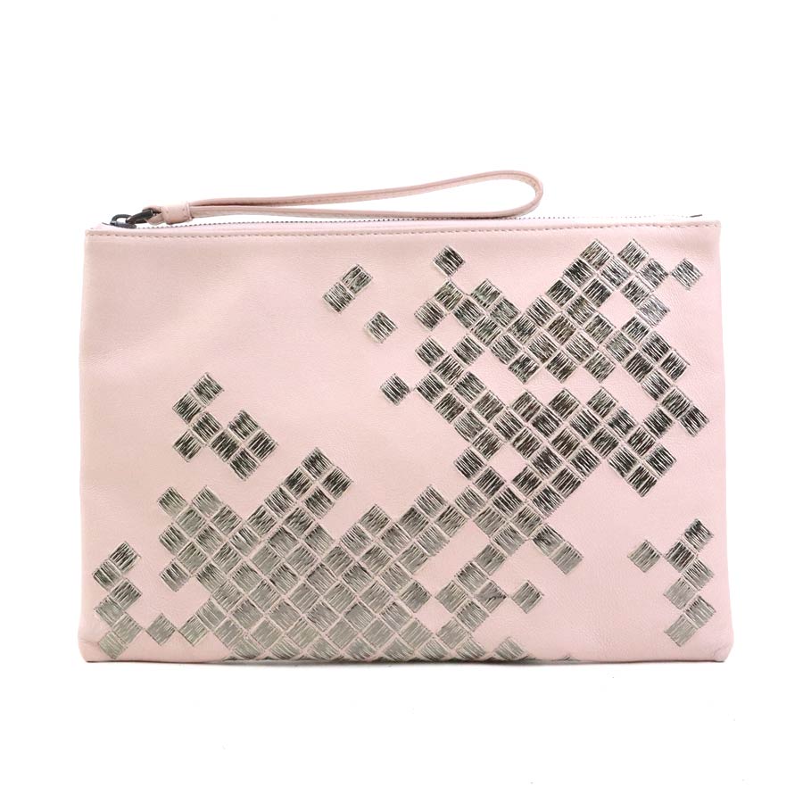 ボッテガヴェネタ BOTTEGAVENETA クラッチバッグ レザー ピンク×シルバー ユニセックス h31241a