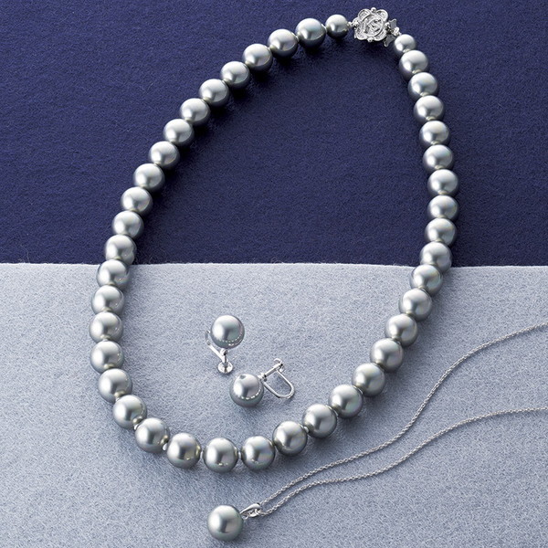 カンサイセレクション 花珠貝パール 3点セット グレー 29003G