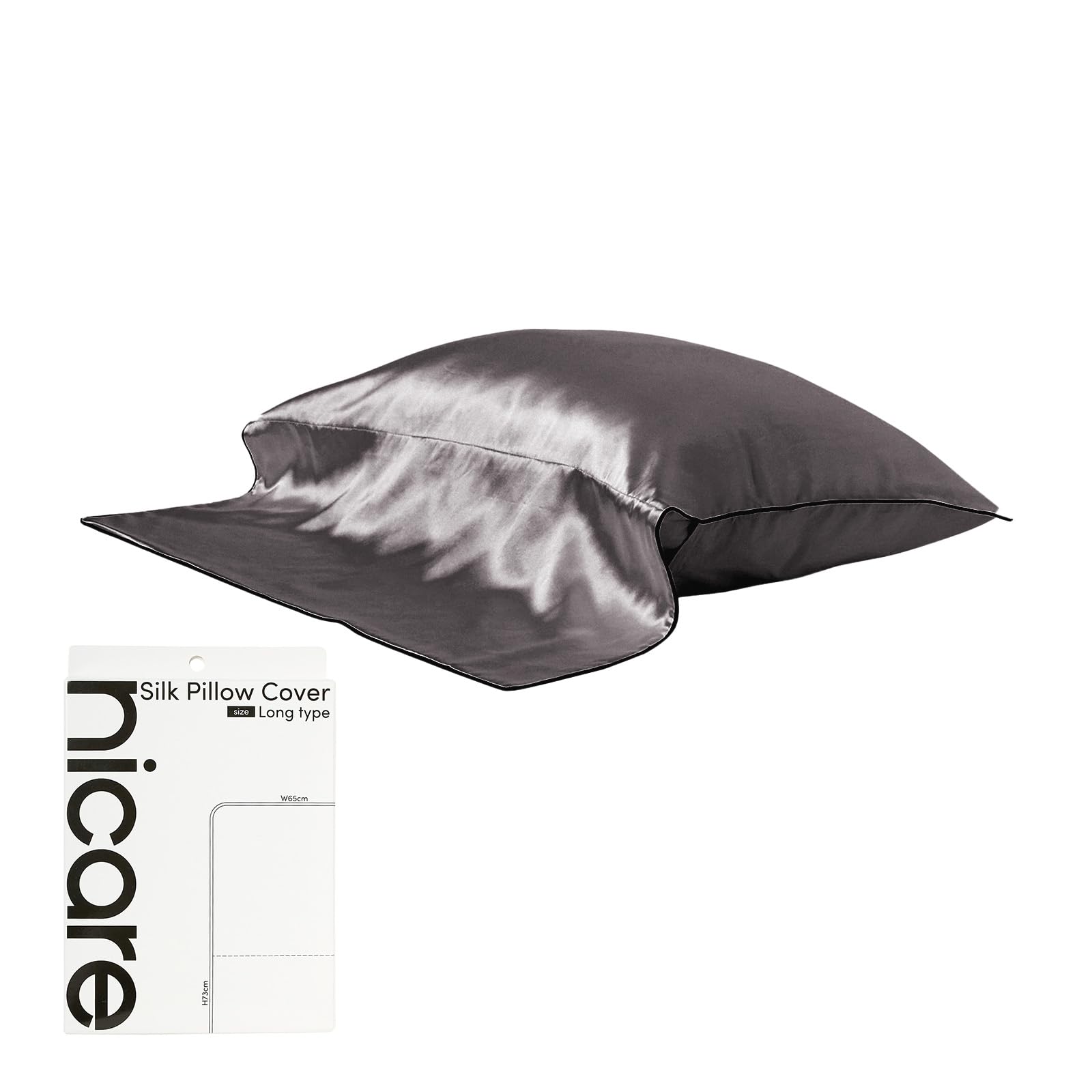 [Lafuku]シルク 枕カバー ロングヘア 洗濯可 美髪 100% 合わせ式 チャコール 73×65 5,313円