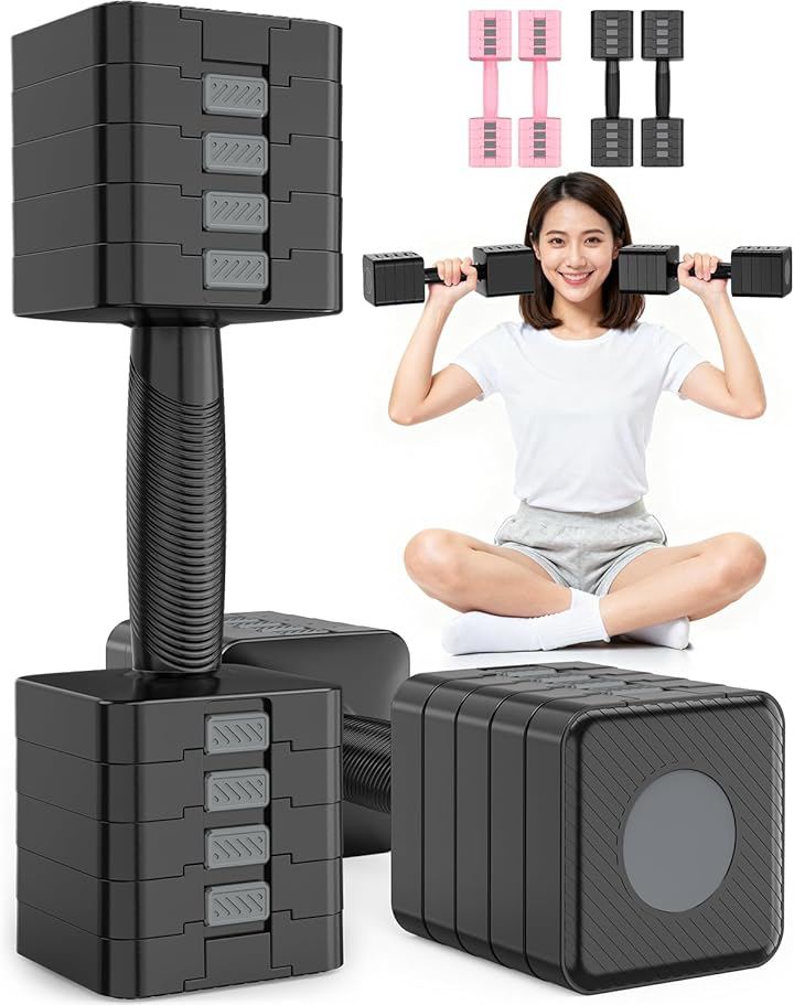 ダンベル 可変式 重さ調節可能可変式ダンベル 2個セット 筋トレ器具 ダンベルセット ホームジム 男女兼用 (ブラック, 5KGx2)
