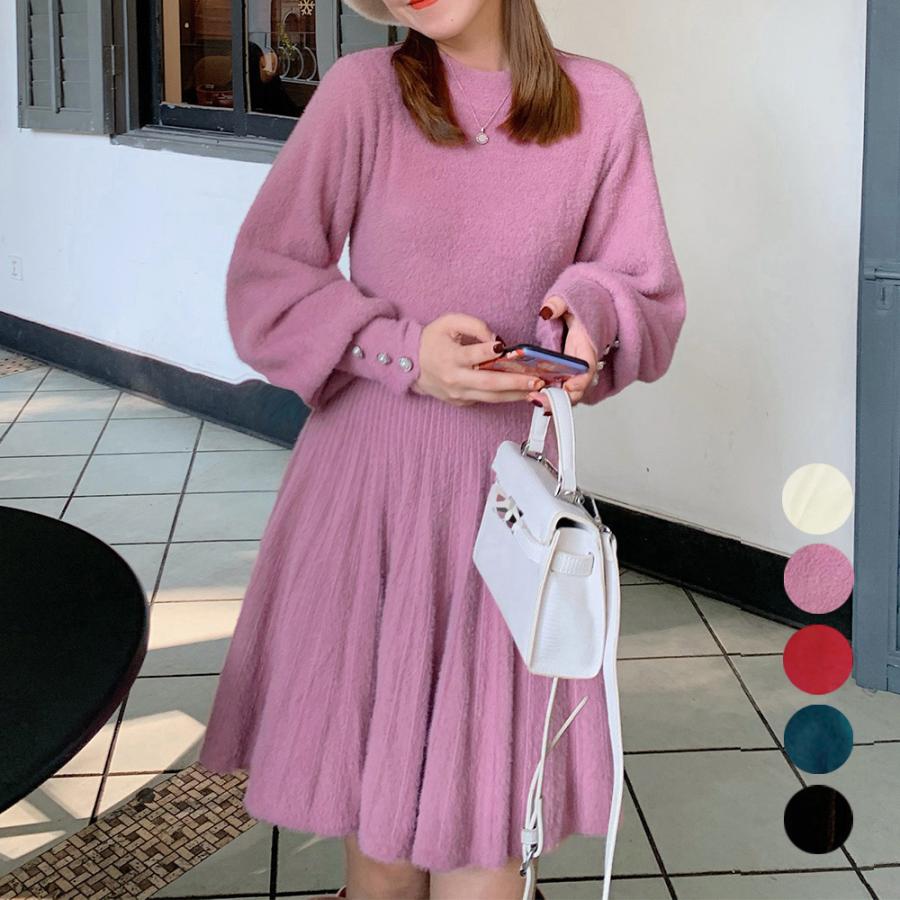 ニットワンピース ミンクタッチミニワンピ 5,288円