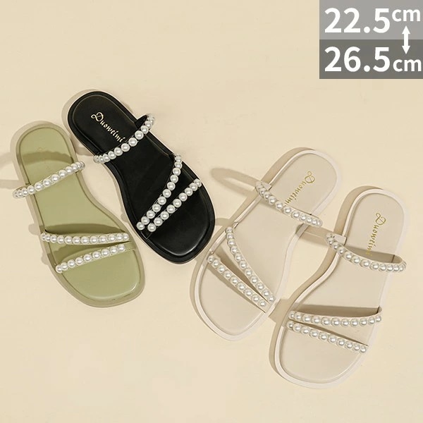 サンダル フラットシューズ レディース パール ローヒール 26.0 26.5 大きいサイズ ぺたんこ 歩きやすい 疲れにくい おしゃれ かわいい きれいめ 走れる 旅行 大きいサイズ 履きやすい 柔