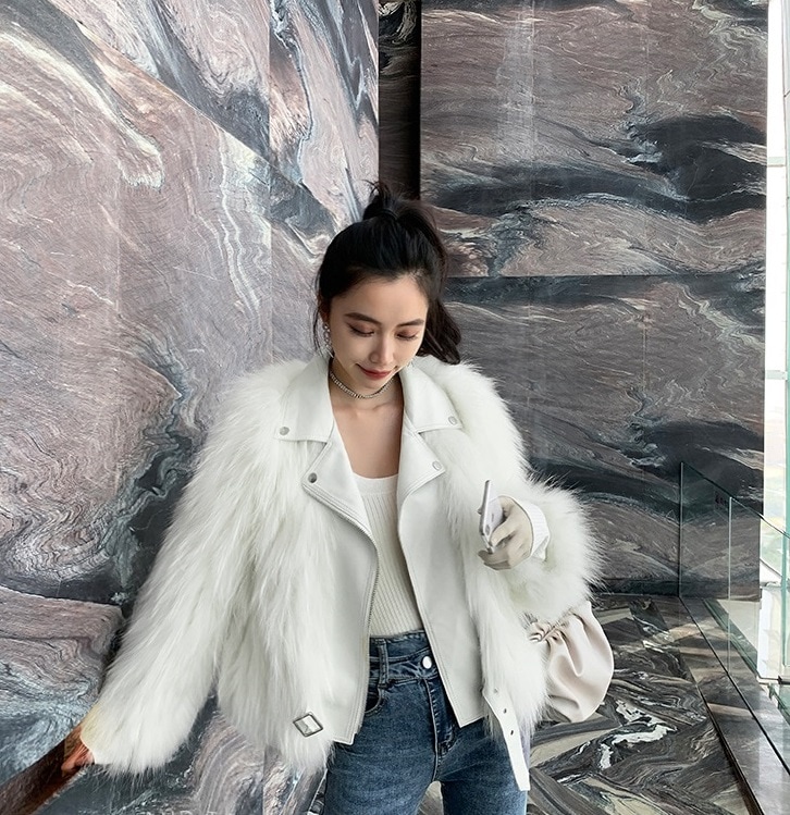 【送料無料】レディース ジャケット ライダースジャケット風 フェイクファー ジップアップ 6,261円