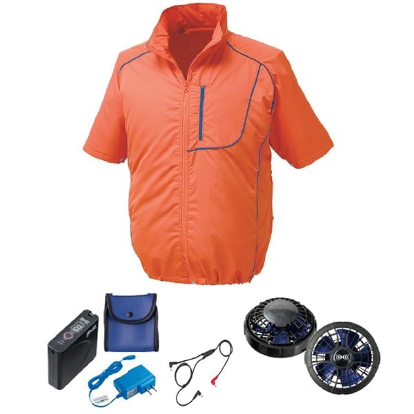 KU91720 空調服 ポリ製 半袖 FAN2400SPBB/LISUPER1 オレンジxネイビーL 18,351円