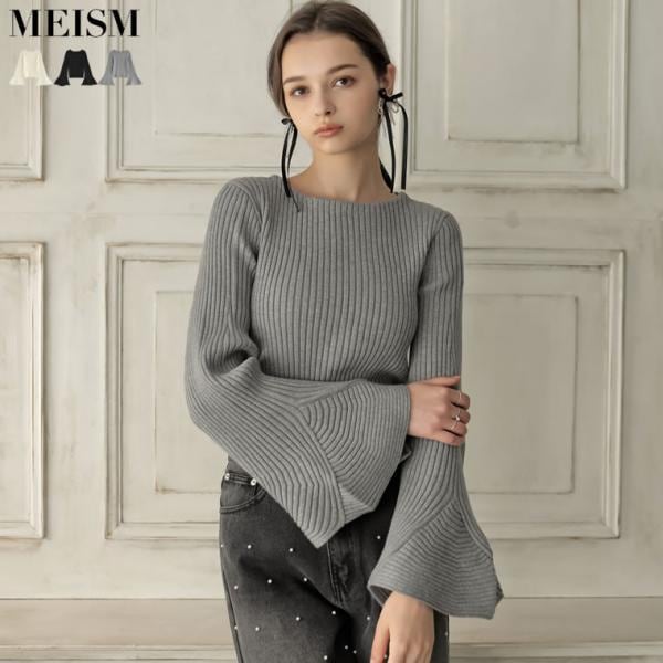 フィッシュスリーブリブニットトップス