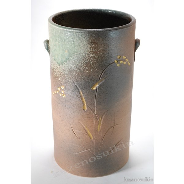 耳付金彫傘立　（信楽焼き・陶器・傘立て・梅雨・雨・玄関・収納・B038-08） 11,310円