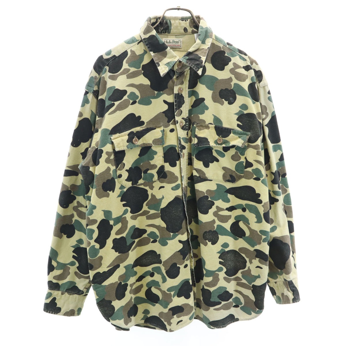 80s ヴィンテージ USA製 モアシャツ ダックハンターカモ柄 長袖 コットンシャツ 171/2 グリーン メンズ 古着 7,402円