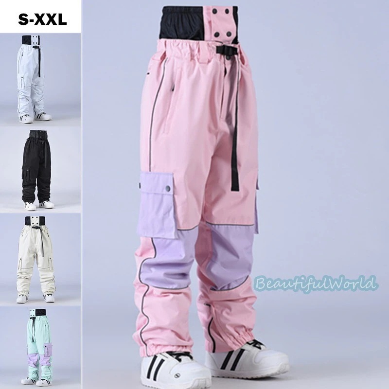 スノーパンツメンズレディーススキーパンツスノーボードウェアスキーウェアビブパンツ防寒防風冬服単品男女兼用撥水加