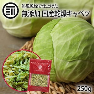 [前田家] 国産 乾燥キャベツ 250g 無添加 ベジタブル 食物繊維 ドライ野菜 みそ汁 味噌汁 スープの具 インスタント ラーメン カップ麺 焼きそば カット野菜 簡単 時短調理 保存食 非常食