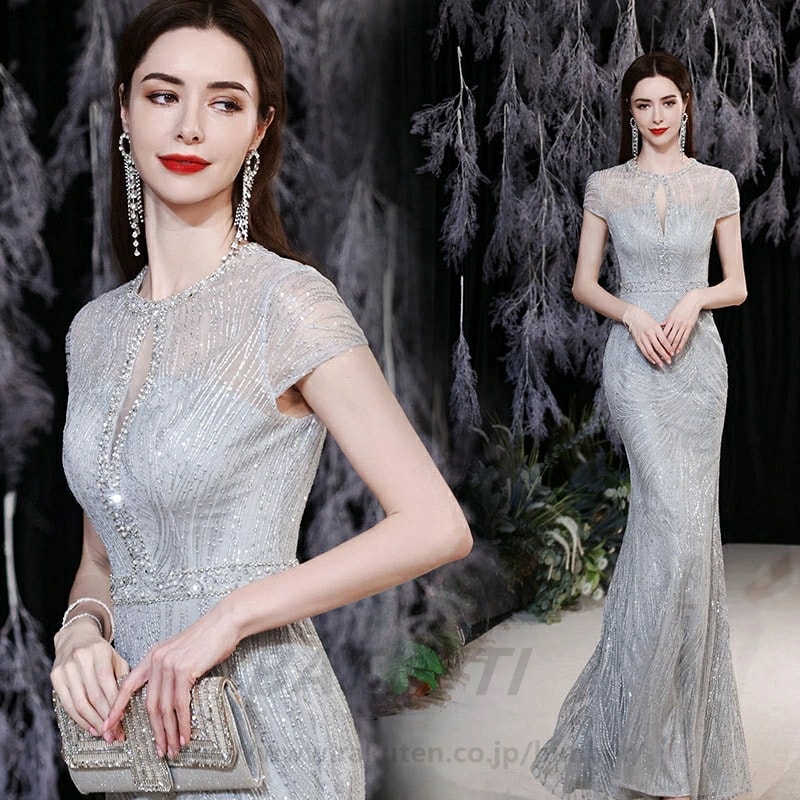 【人気商品超目玉】ドレス　ロング　ロングドレス　2次会　パーティードレス　二次会　半袖　袖付き　マーメイド　花嫁　結婚式　パーティー　結婚式ドレス　演奏会用ドレス　ステージ衣装　発表会 大人　舞台衣装