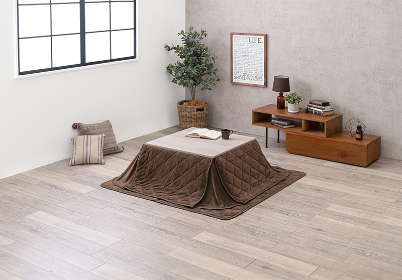 こたつセット 3点セット こたつ 75x75cm グレイッシュホワイト/ブラウン コタツ テーブル こたつ布団 リバーシブル 折れ脚 コタツ掛敷布団セット オールシーズン