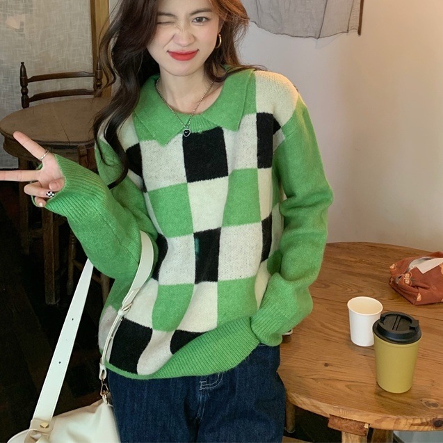 トップス ニットソー セーター 長袖 襟付き ニット かわいい 大人可愛い カジュアル おしゃれ