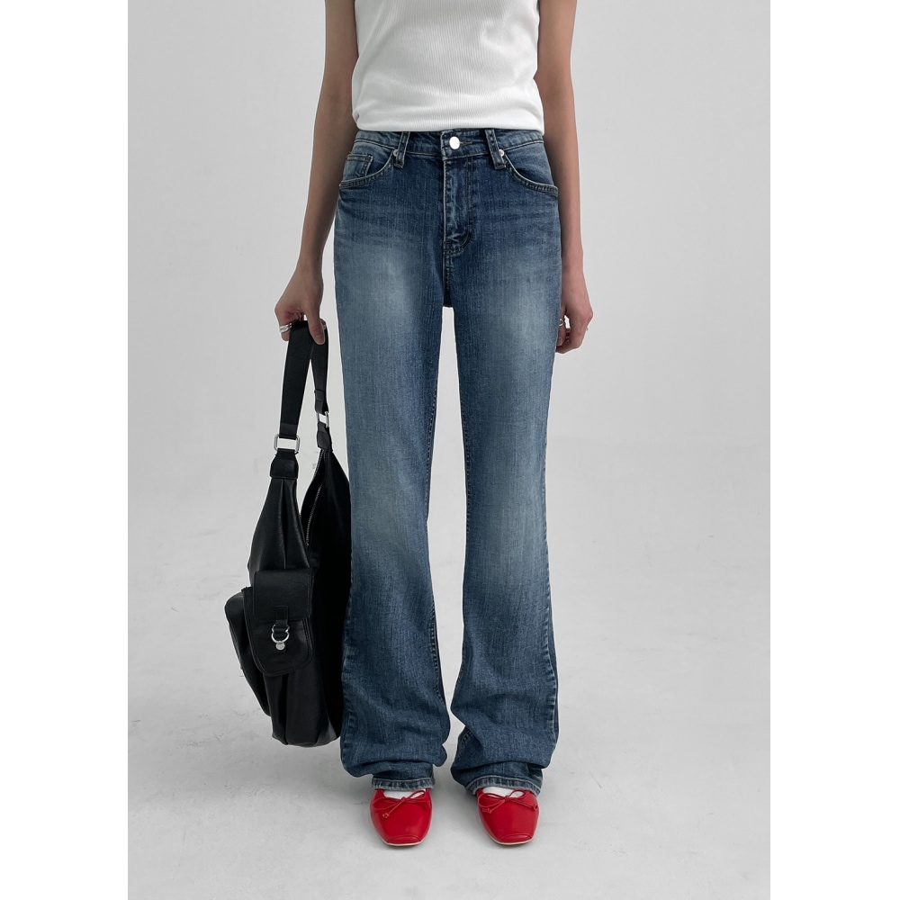 ブラックアップ [MADE] ヒールバーローウエストブーツカットデニムパンツ