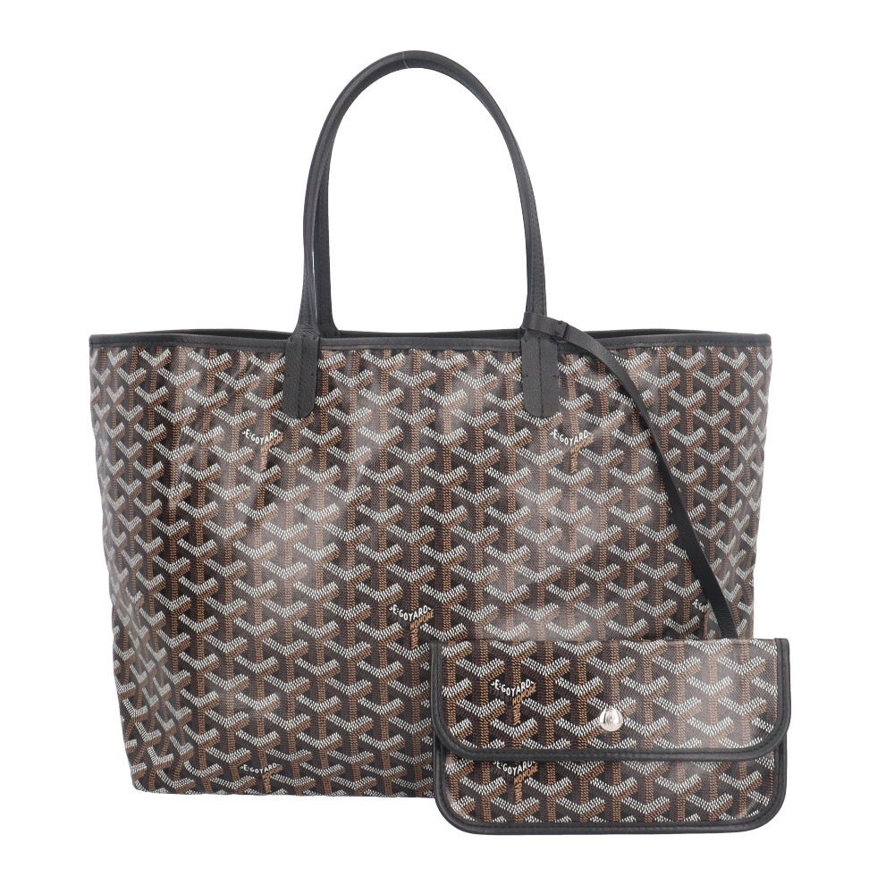 ゴヤール サンルイPM トートバッグ PVCコーティングキャンバス ブラック GOYARD 中古 美品