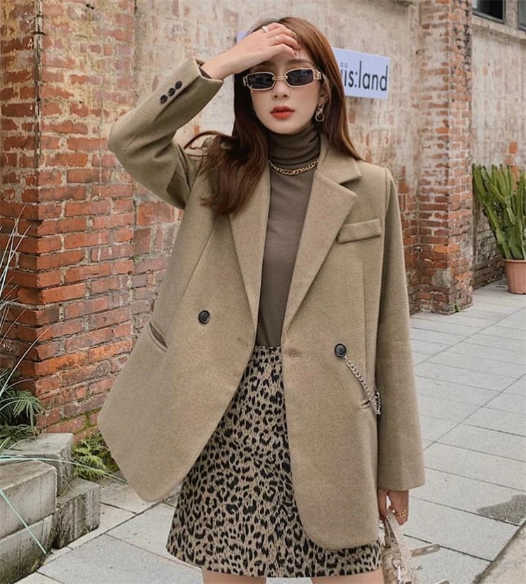 50個ジャケット ウール シンプル チェーン スリム ハイエンド ゆったり 気質あり 早い者勝ち 高級感