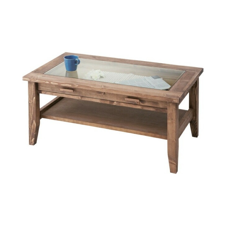 センターテーブル ローテーブル ルーアンシリーズ 引き出し付き 強化ガラス ディスプレイ 棚付き 天然木 パイン CFS-842 28,269円