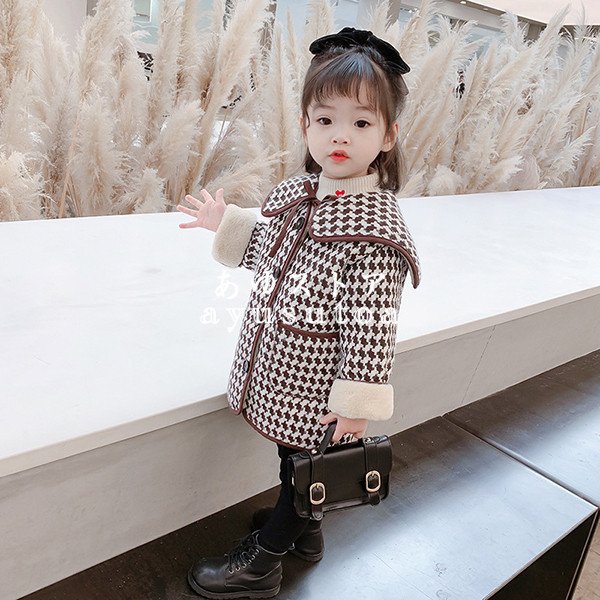 ロングコート キッズ 裏起毛 子供服 女の子 トレンチコート アウター 冬服 ジャケット 世界の人気ブランド チェック柄